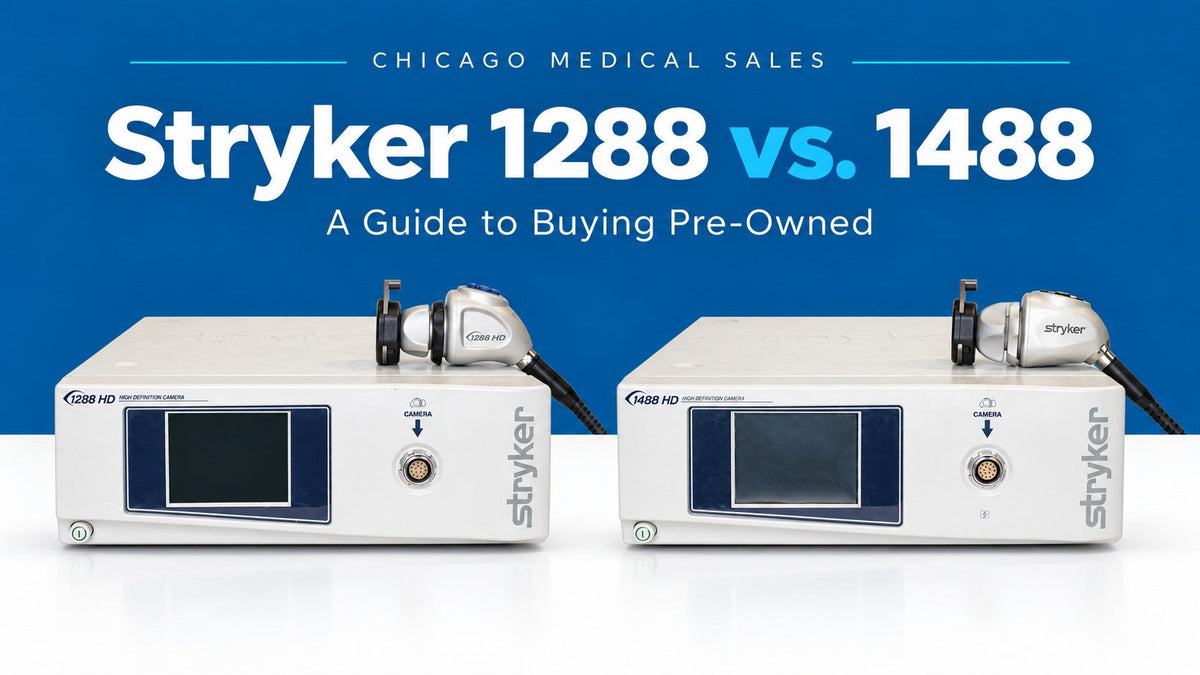 Stryker 1288 and 1488 HD camera systems shown side by side with their camera heads.