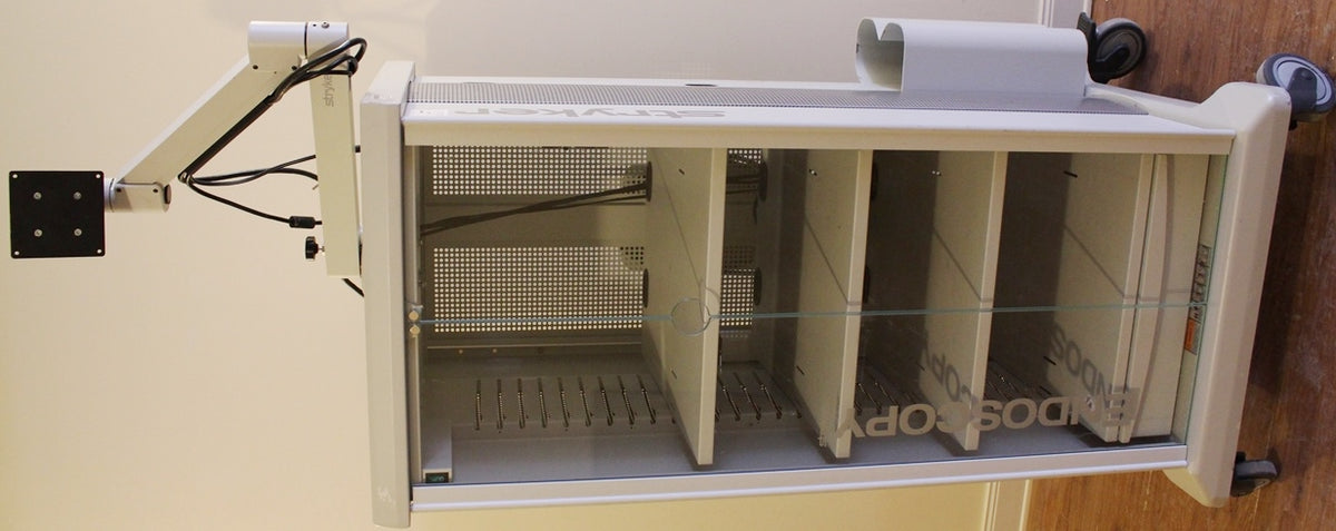 Stryker cart double glass door, with monitor arm and auto-transformer, PN 240-099-011